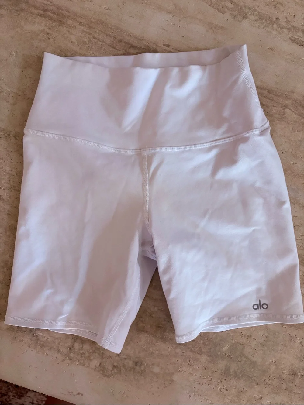 ALO Yoga White High-Rise Bike Shorts